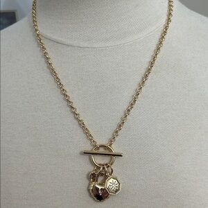 NWT J. Crew 30” Gold tone Toggle Charm Pendant Necklace.